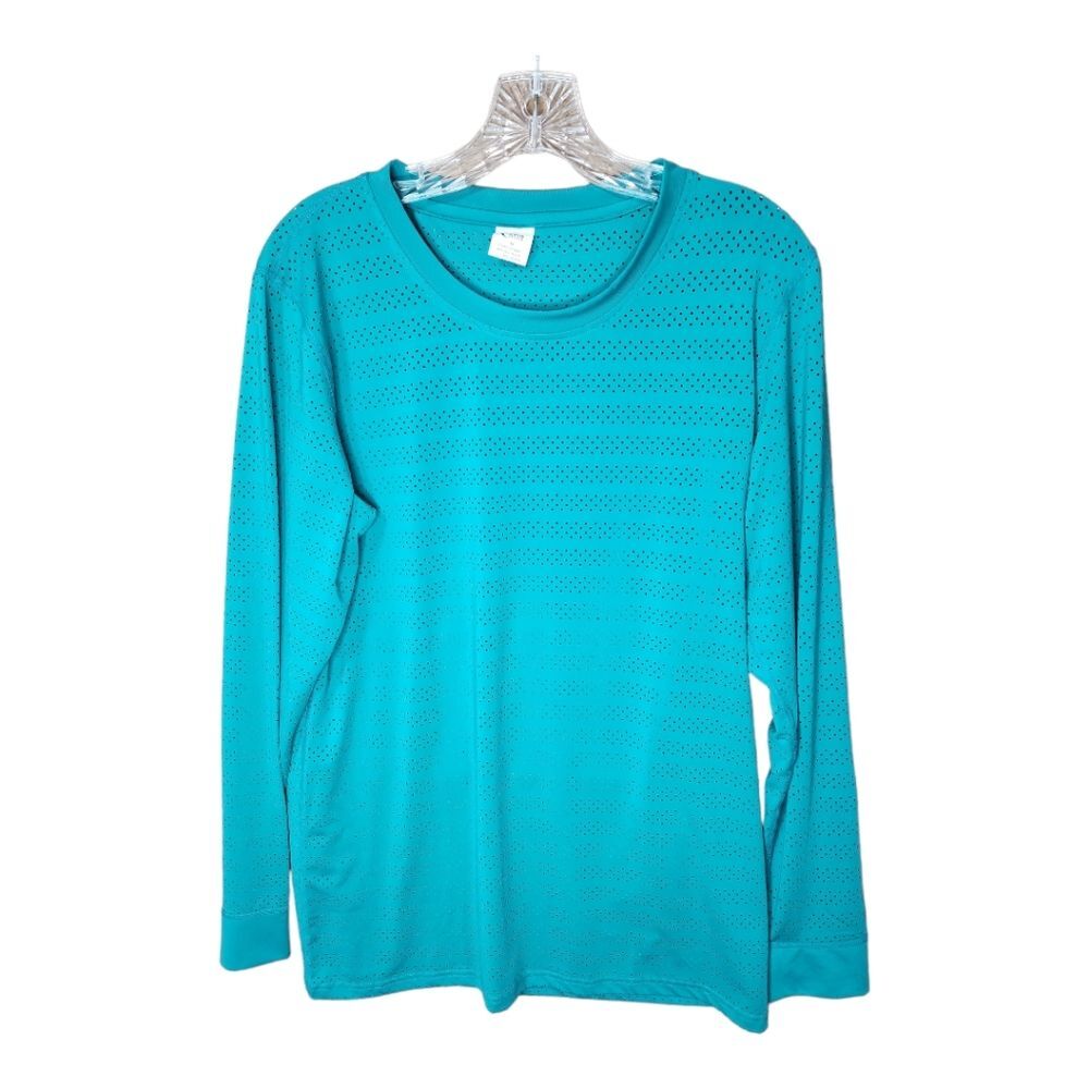 ZYIA Active Size XL top long sleeve holes are see-through greenish color